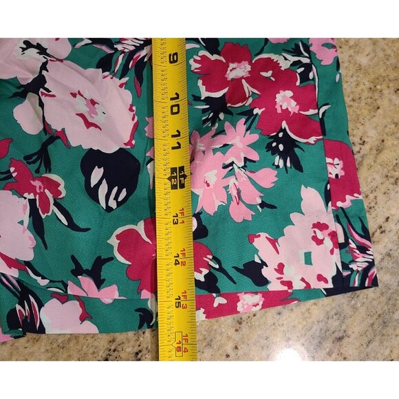 J Crew Pink Green Floral Print Shorts Womens Size 10 Pleats Belted Hawaii - Picture 11 of 13